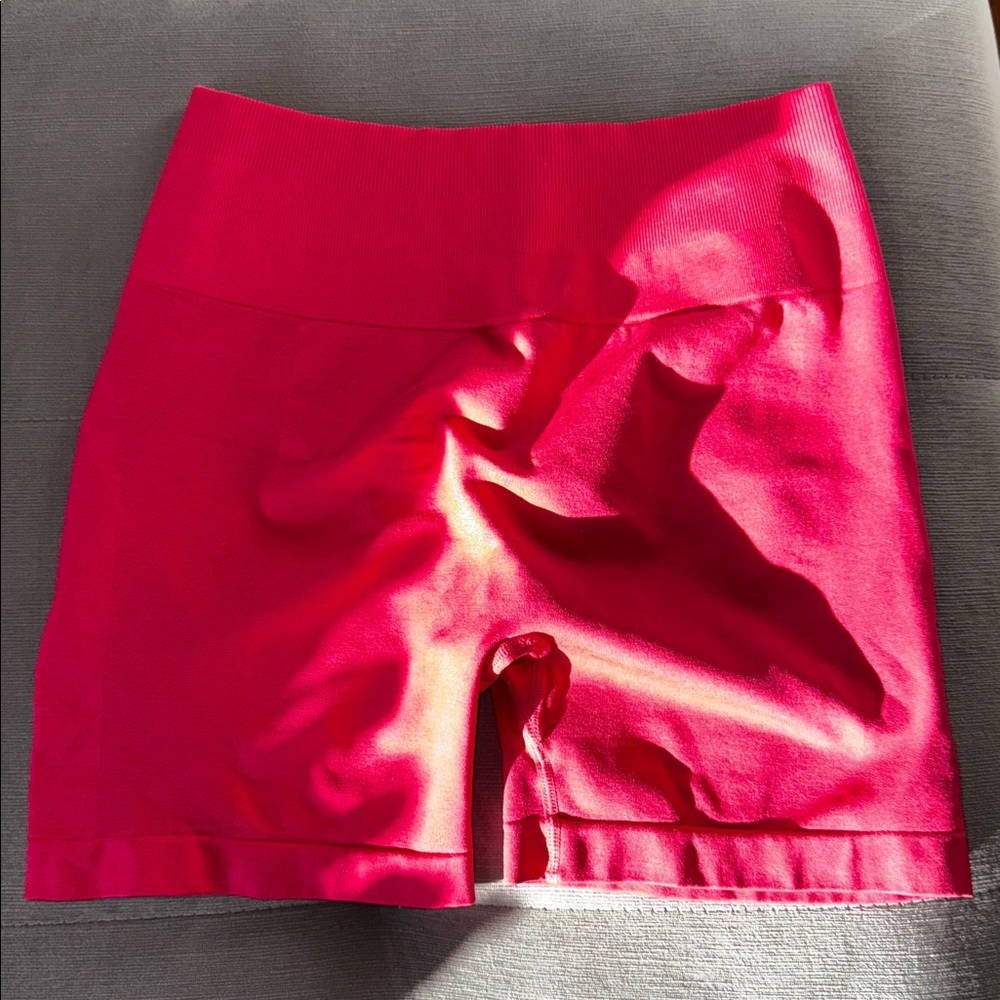 Set of 2, Vibrant Pink & Brown Ruched Shorts